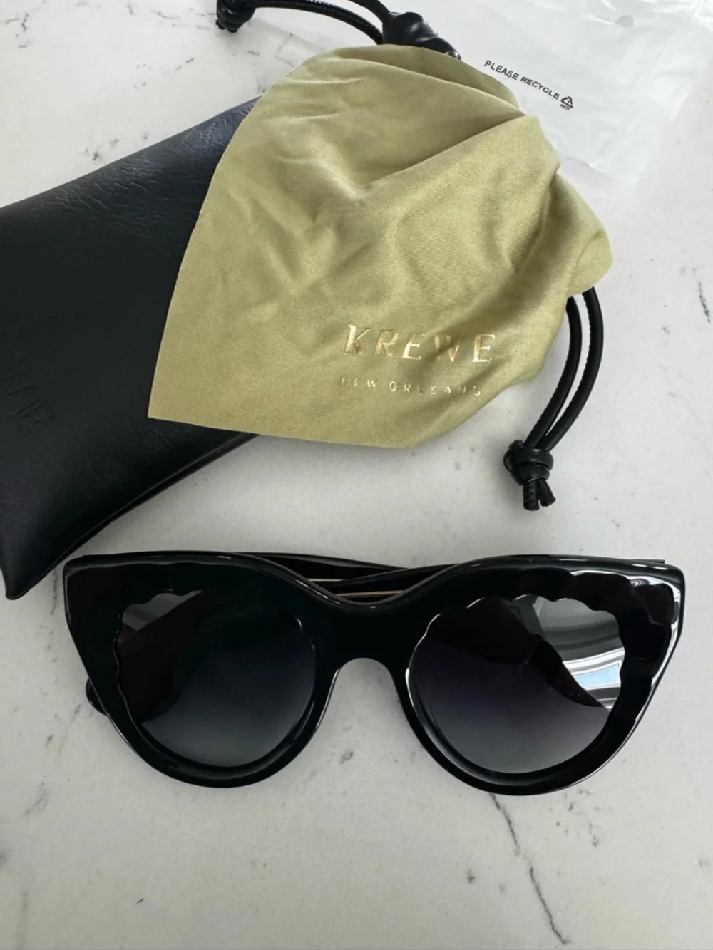 KREWE Black Charlotte Sunglasses with Scalloped Detail